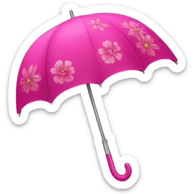 Hot pink umbrella with flower detail  sticker