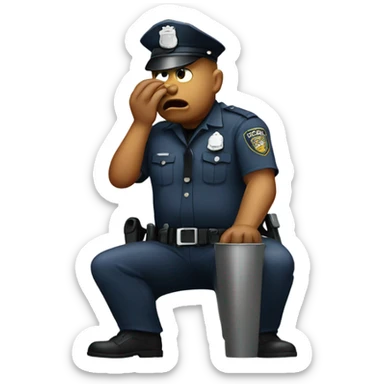 Police officer puking sticker