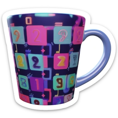Hyperrealistic 3d rendering y2k patterned coffee mug sticker