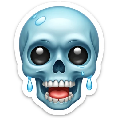 Skull crying loudly and a lot with lots of tears sticker