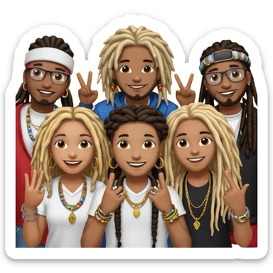 Crowd of fans consisting of African American men with dreadlocks and African American women at rap concert sticker