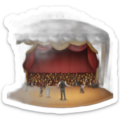people on theater stage sticker