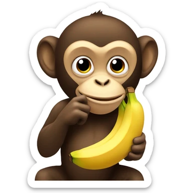 a monkey eating a banana sticker