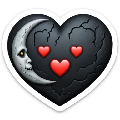 goth heart with a gothic heart moon sticker
