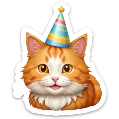 Cat with a birthday hat  sticker