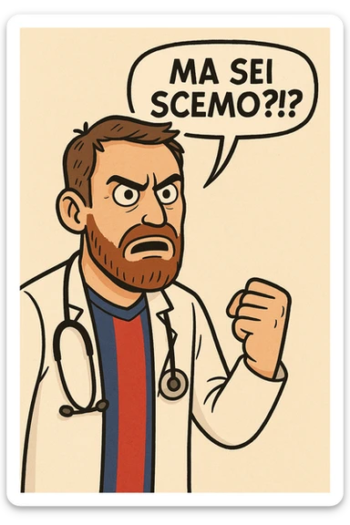 Dottore con la stessa faccia e camicie, dice "Ma sei scemo?!?" sticker