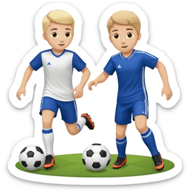 two brothers playings soccer in a park
 sticker
