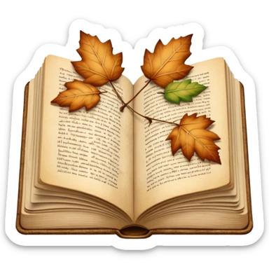 beige autumn open book with leaves on it sticker