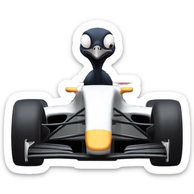 Ostrich in a f1 car sticker