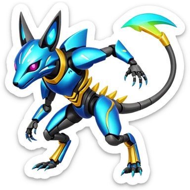 Shiny Epic Edgy Cool Colorful Vibrant Modern Vernid-Protogen-creature-animal, full body sticker