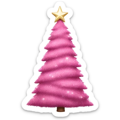 Large pink Christmas tree decorated   sticker