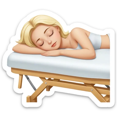Blonde girl sleeping on massage table sticker
