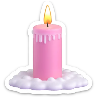 Light pink candle with snow sticker