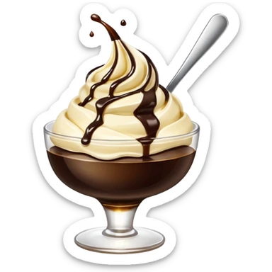 Soy sauce bottle poured on ice cream. sticker