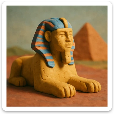 ancient sphinx, claymation style sticker