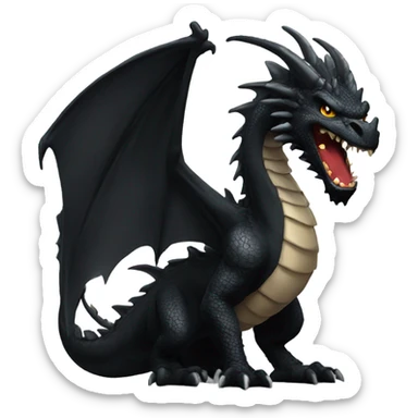 angry black dragon full body sticker