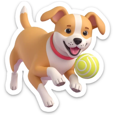 dog chasing ball in forrest, close up pose sticker
