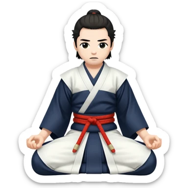 kneeling samurai in all white kimono sticker