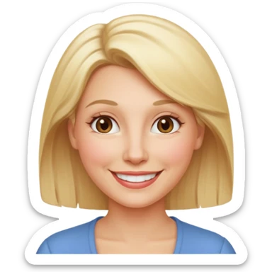female, mid-age, blonde hair smile sticker