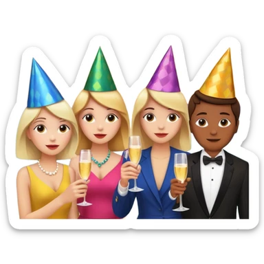 party, alarm clock, sunset sticker