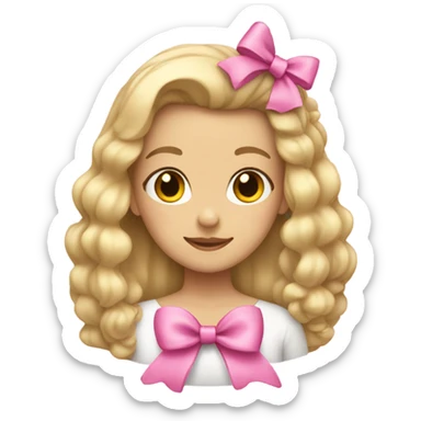 Blonde girl with two pink bows in her hair sticker