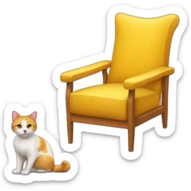 Fauteuil jaune avec un chat roux sticker