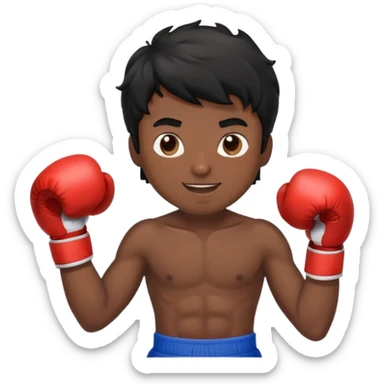 black haired wavy guy boxing happy sticker