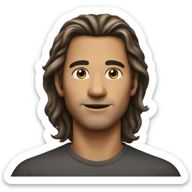 a man, with long curved hair from the top of his hair, skin lightly dark, aged is between 27 to 32 sticker