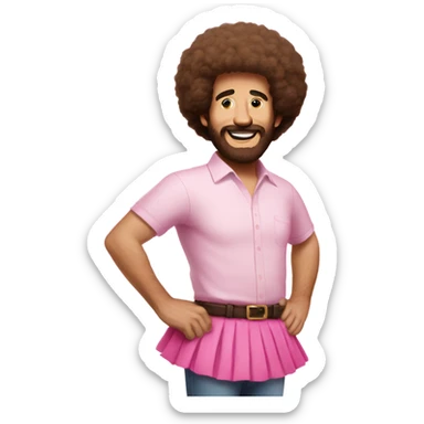 Bob Ross in a pink tutu skirt sticker