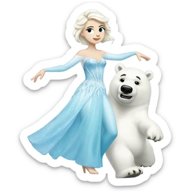ice princess with a polar bear dancing  sticker