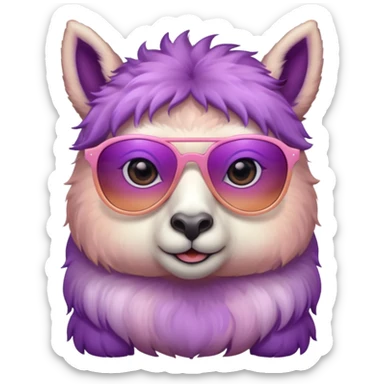 gradient purple color peach pink white cute eyes lama sun glasses sticker