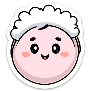 cute powder puff with face for makeup application sticker