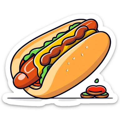 A hot dog taking its bun off sticker