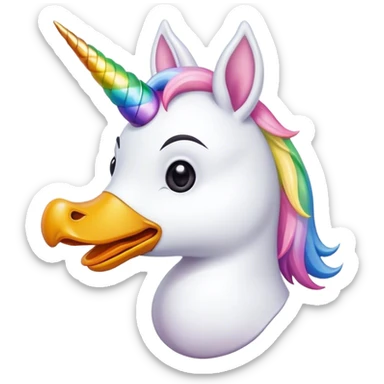 un pato en forma de perro y cuerno de unicornio sticker