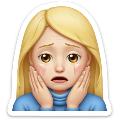 Plain crying emoji with two hands rapped around neck sticker