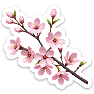 Delicate cherry blossom branch with pink flowers sticker