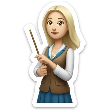 A Ukrainian female teacher holds a magic wand in her hand sticker