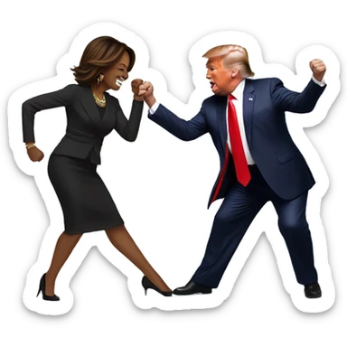 trump dancing with kamala sticker