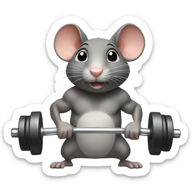 rat lifting weights sticker