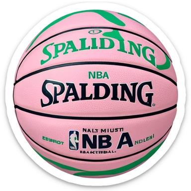 Spalding basketball with NBA logo, white color with pastel pink and green swirls pattern sticker