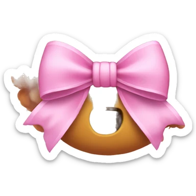pink fluffy bow sticker