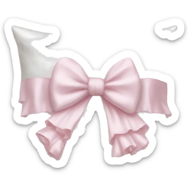 White silk pillow with ruffles and light pink bow in middle sticker