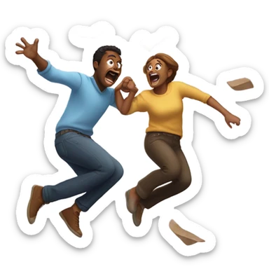 2 people falling sticker