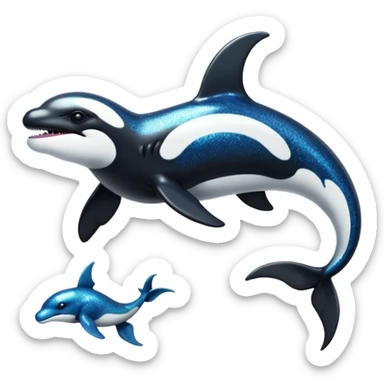 Black and white smooth shiny oily glossy glittery orca-dragon-reptilian-Draco-salandit-hybrid-fusion-creature sticker