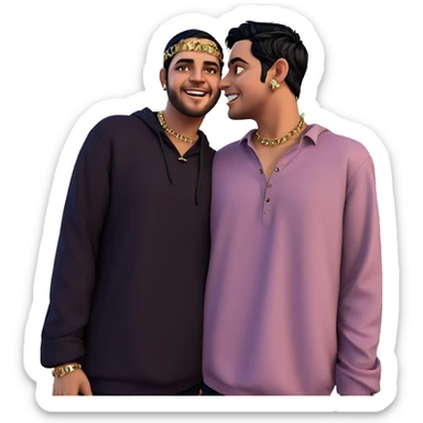 boys with black hair and jewelry sticker