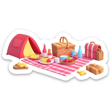 picnic by a peaceful lake sticker