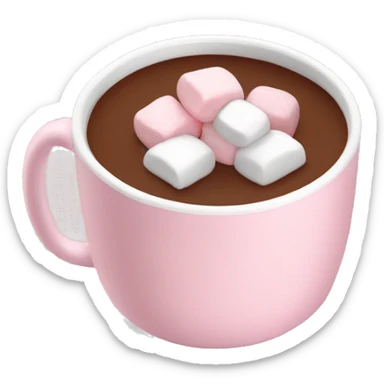 Light Pink mug of hot chocolate with marshmallows  sticker