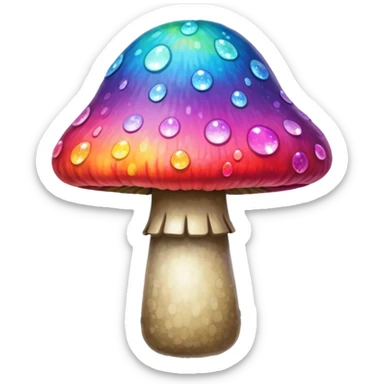 Tie dye mushroom with sparkles around it sticker