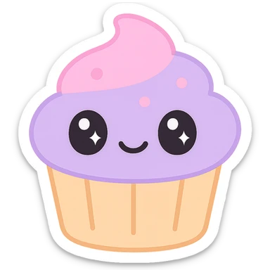 Cupcake with both lavender and pink icing, no background sticker