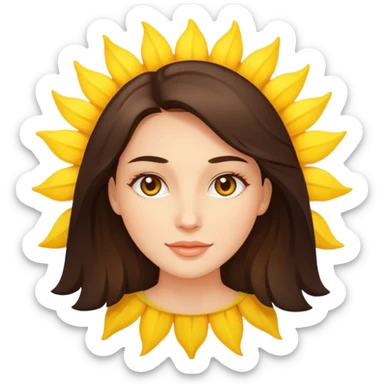 brunette womans face on a sun sticker